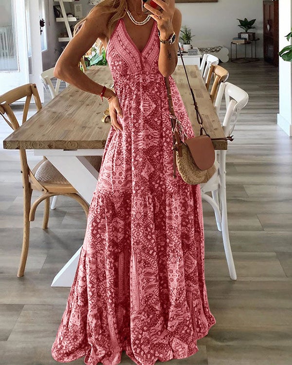Sexy Slip Dress Boho Print Dress